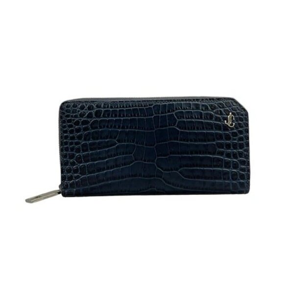 JIMMY CHOO - Navy Leather Long Wallet